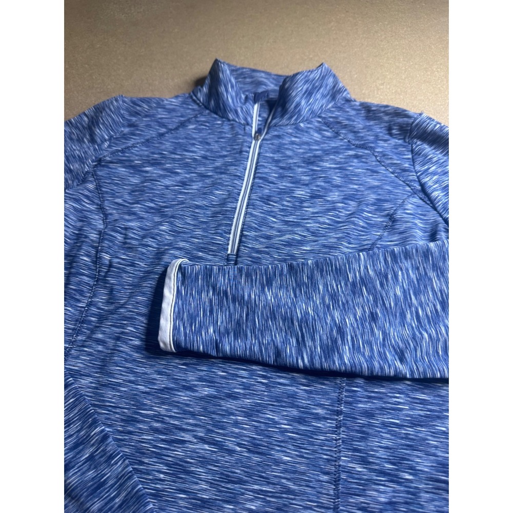 Zero Restriction Women Blue Space Dye Quarter Zip Golf Pullover Mock Neck Size M